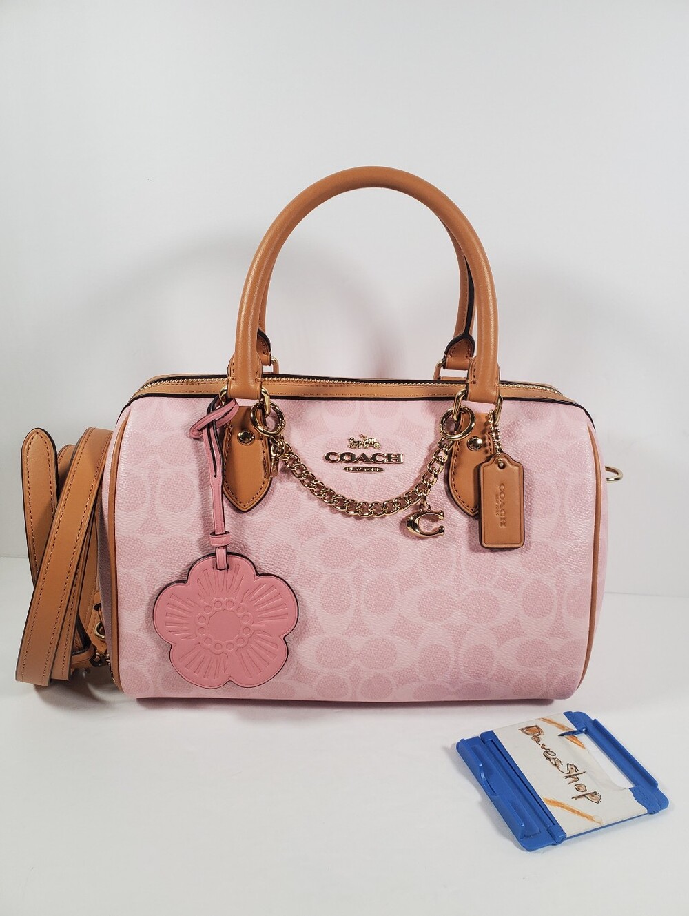 Coach Rowan Medium Satchel Bag In Signature Canvas With Charms , Powder Pink NWT